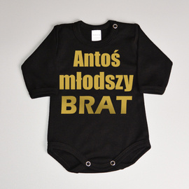 Młodszy brat - body dziecięce - złoty nadruk