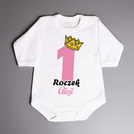 Body na roczek z koroną (imię) - body niemowlęce