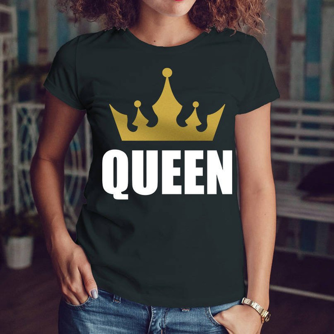 QUEEN & KING -zestaw dla pary - złoty nadruk