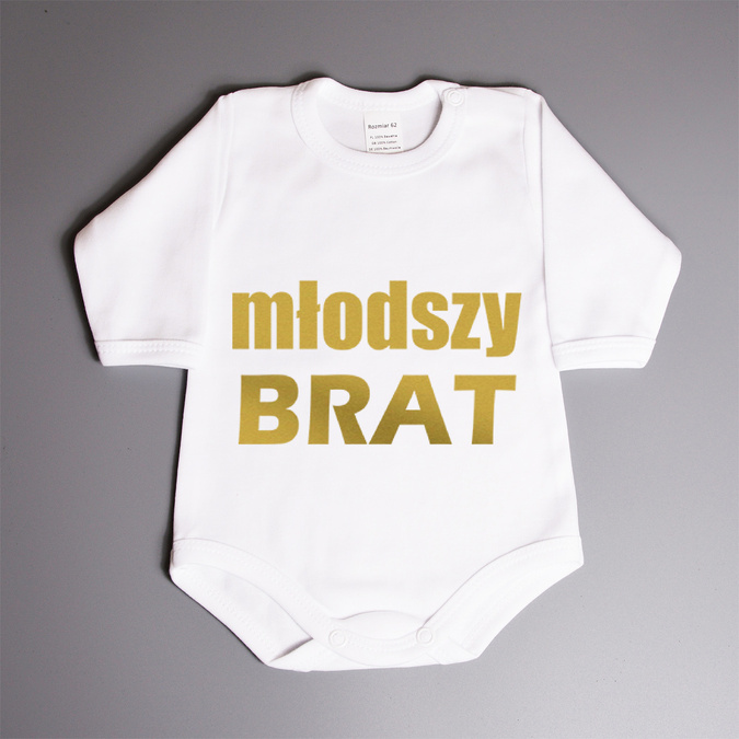 Młodszy brat - body dziecięce - złoty nadruk