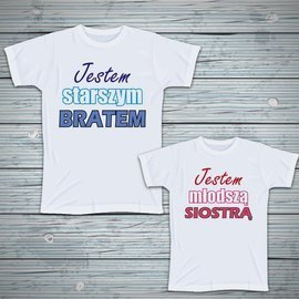 Jestem starszym bratem, jestem młodszą siostrą - zestaw koszulek dla rodzeństwa