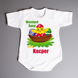 Wesołych świąt życzy (imię) - kurczaczek - body niemowlęce