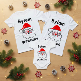 Magiczny Rodzinny Zestaw Świąteczny! Koszulki + Body "Byłam Grzeczna" – Idealny na Sesję Zdjęciową i Gwiazdkę!