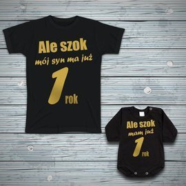 Zestaw - Ale szok mój syn ma już rok - złoty nadruk