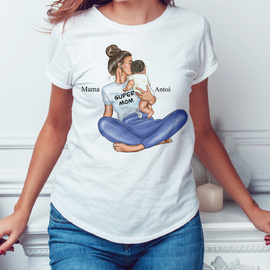 Mama z dzieckiem - super mom - koszulka damska