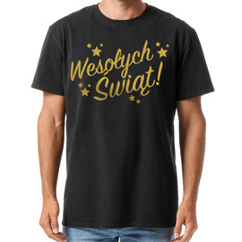 Wesołych Świąt - złoty napis - koszulka męska