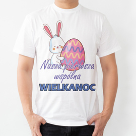 Nasza pierwsza wspólna Wielkanoc - zając - koszulka męska