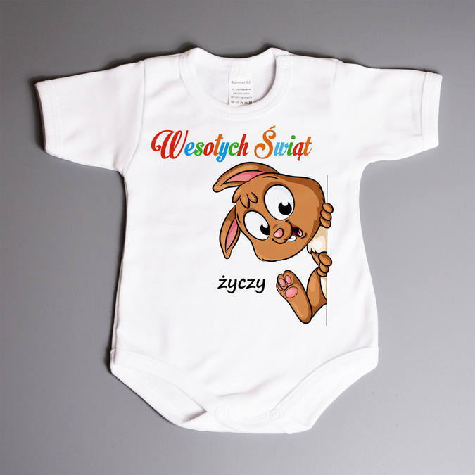 Wesołych świąt życzy (imię) - zajączek - body wielkanocne