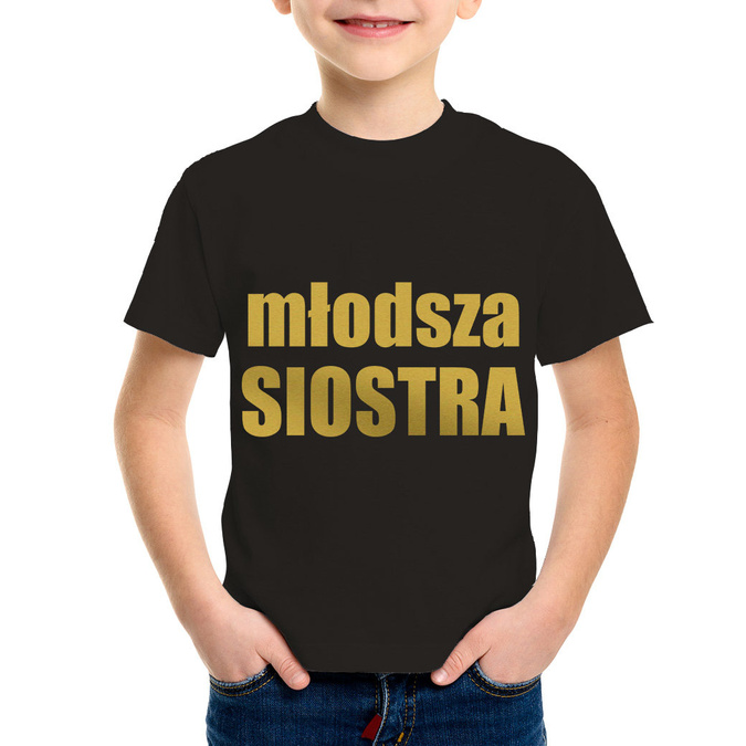 Młodsza siostra - koszulka dziecięca - złoty nadruk