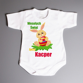 Wesołych świąt życzy (imię) - zając- body niemowlęce