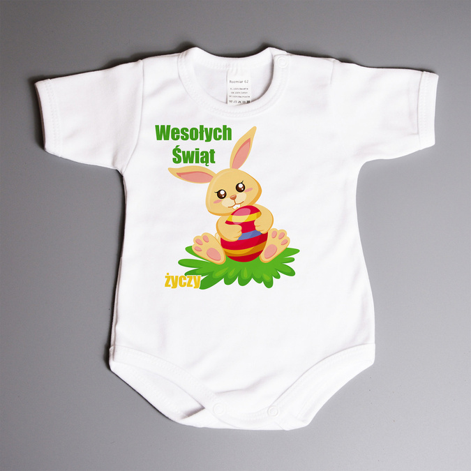 Wesołych świąt życzy (imię) - zając- body niemowlęce