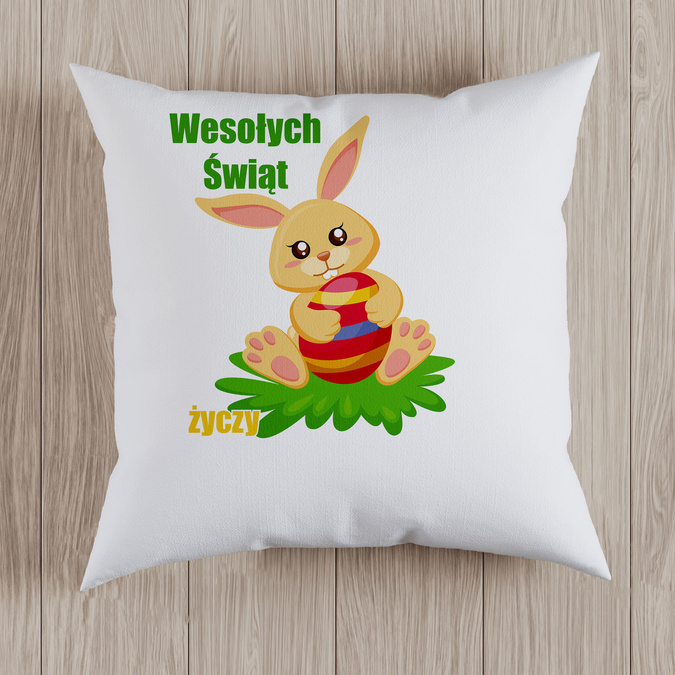 Wesołych świąt życzy (imię) - zając - poduszka
