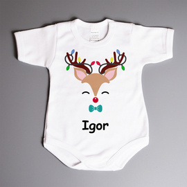 Body świąteczne z imieniem, renifer - body dla chłopca