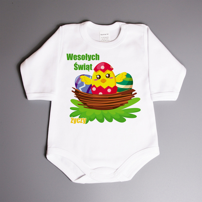 Wesołych świąt życzy (imię) - kurczaczek - body niemowlęce
