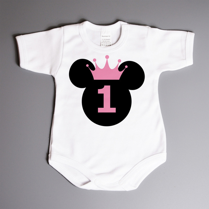 Body na roczek z myszką (imię) - body niemowlęce