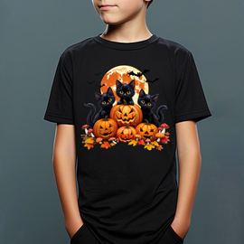 Halloween Czarny Kot - koszulka dziecięca