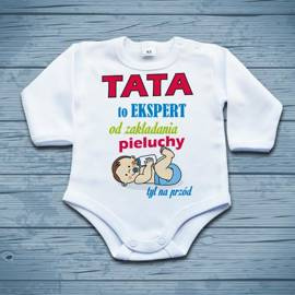 Tata to ekspert od zakładania pieluchy - body niemowlęce