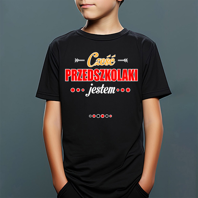 Cześć przedszkolaki jestem (imię) - koszulka dziecięca