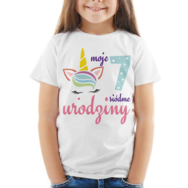 Moje siódme urodzinki, jednorożec - koszulka dziecięca