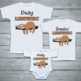 Zestaw koszulek - Mały, średni i duży leniwiec